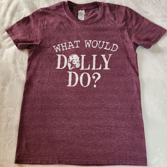 Gildan Heathered Purple With White Graphics Of Dolly Parton Size Small - Picture 1 of 7